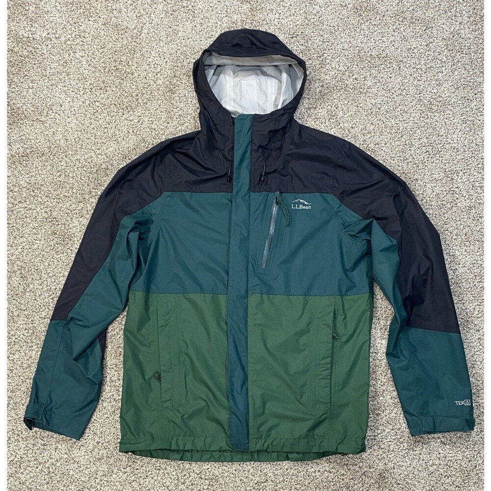 L.L.Bean Trail Model Waterproof Jacket Shell Mens Sm Green Black TEK 2.5 510335